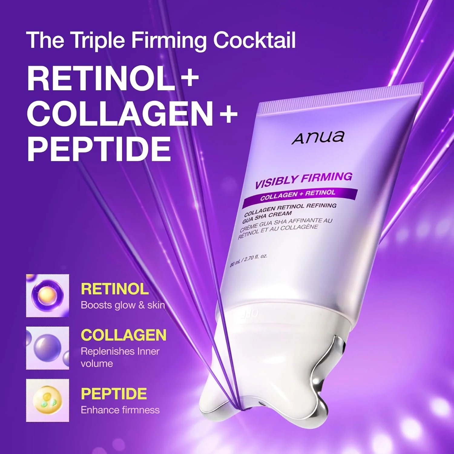 Anua, Visibly Firming Collagen Retinol Gua Sha Cream, 80ml