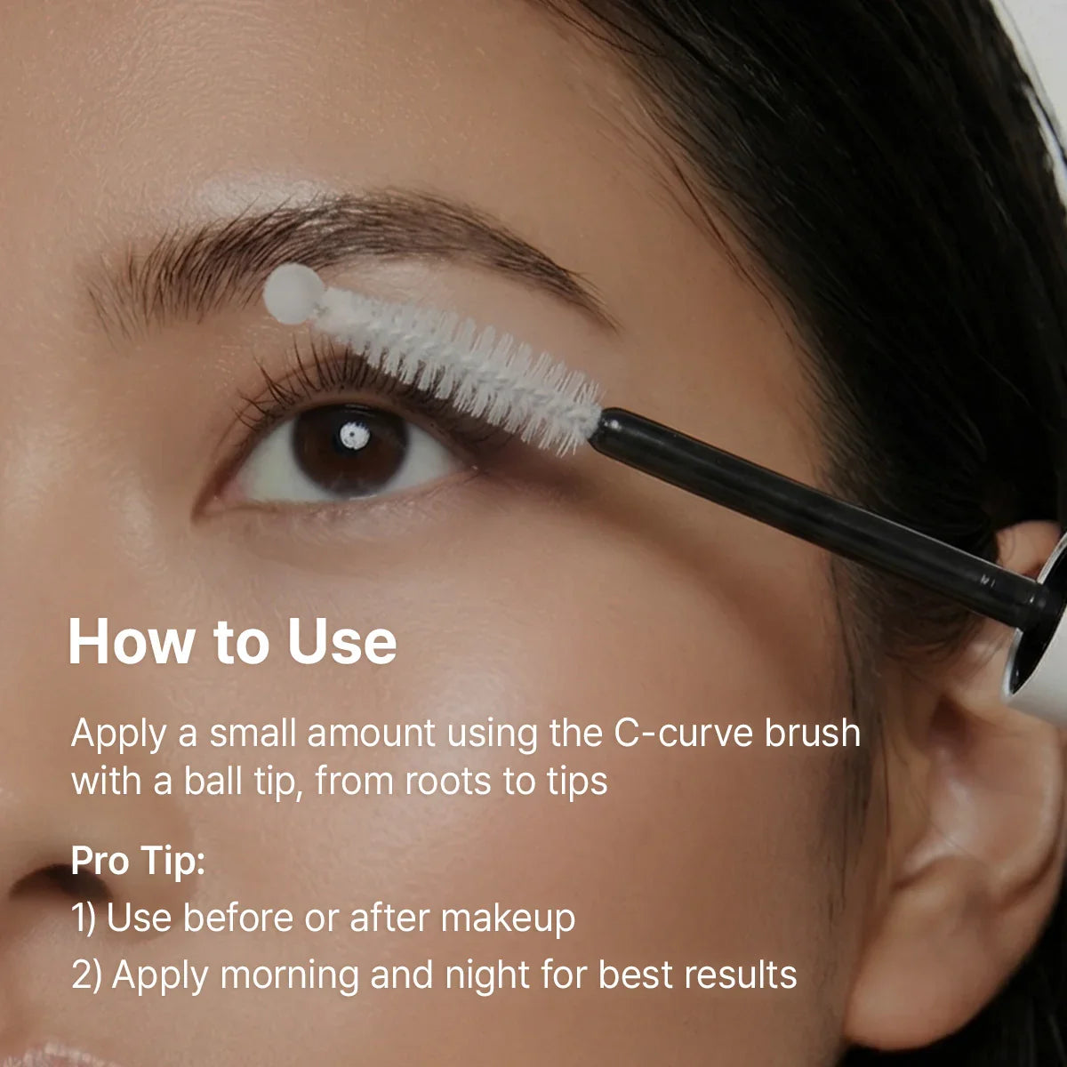 a woman applying Dr. Althea Lash Boost Serum with text of "how to use"
