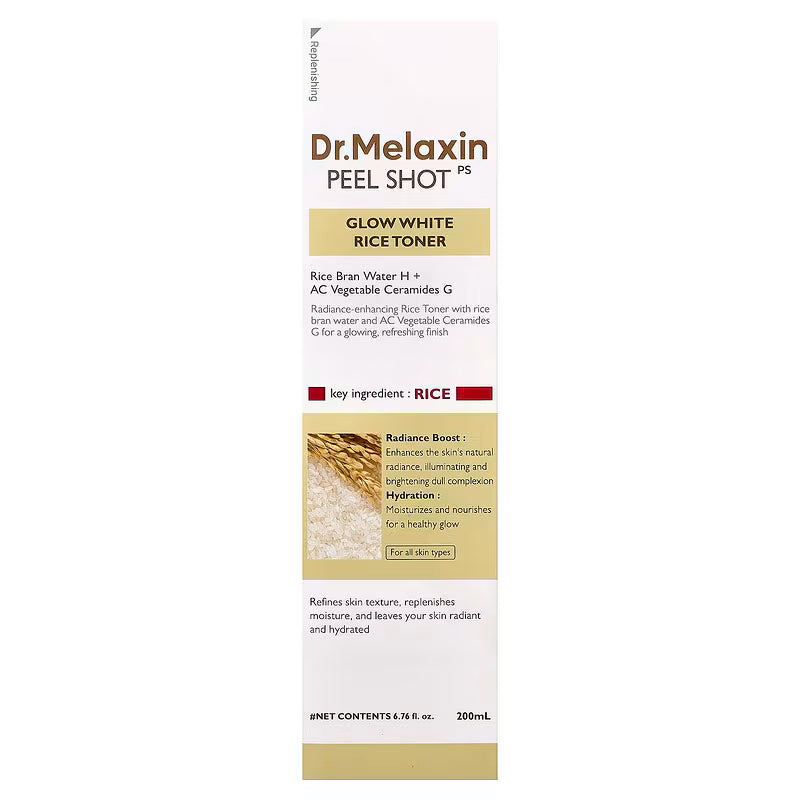 Dr.Melaxin, Peel Shot Glow White Rice Toner, 200 ml