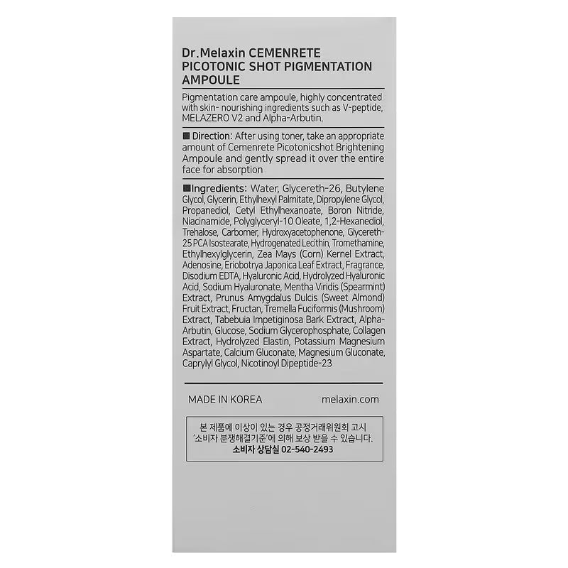 Dr.Melaxin, Cemenrete, Picotonic Shot Pigmentation Corrector Calcium Ampoule, 30 ml