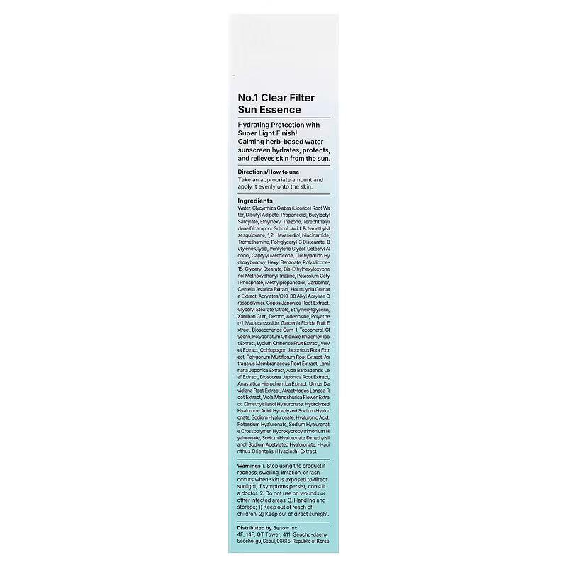 Numbuzin, No.1 Clear Filter Sun Essence, SPF 50+ PA++++, 1.69 fl oz (50 ml)