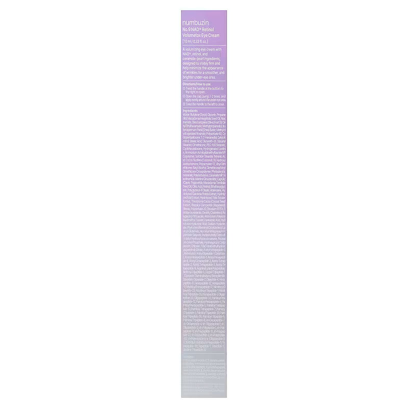 Numbuzin, No.9 NAD + Retinol Volumetox Eye Cream, 0.33 fl oz (10 ml)
