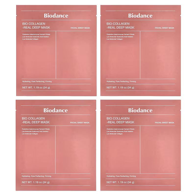 Biodance, Bio Collagen Real Deep Beauty Mask, 4 Sheets, 34g Each