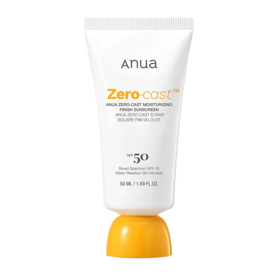 Anua، واقي شمسي Zero-Cast™، بلمسة نهائية مرطبة، عامل حماية 50، 1.69 أونصة سائلة (50 مل)