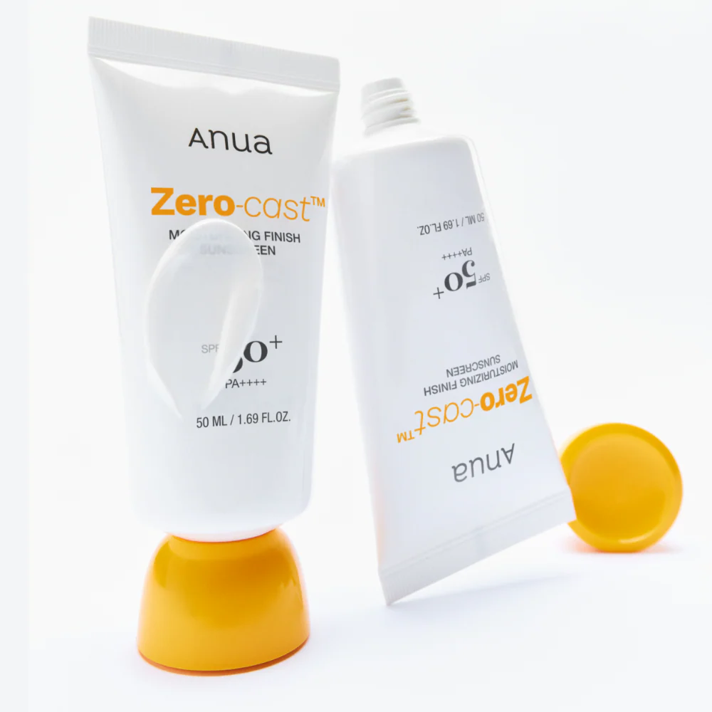 Anua، واقي شمسي Zero-Cast™، بلمسة نهائية مرطبة، عامل حماية 50، 1.69 أونصة سائلة (50 مل)