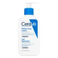 A bottle of CeraVe Moisturising Lotion with a white plastic body, blue pump dispenser, and blue and black label text, shown on a plain white background.
