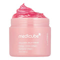 Pink jar of Medicube Collagen Jelly Cream with pink cream on top