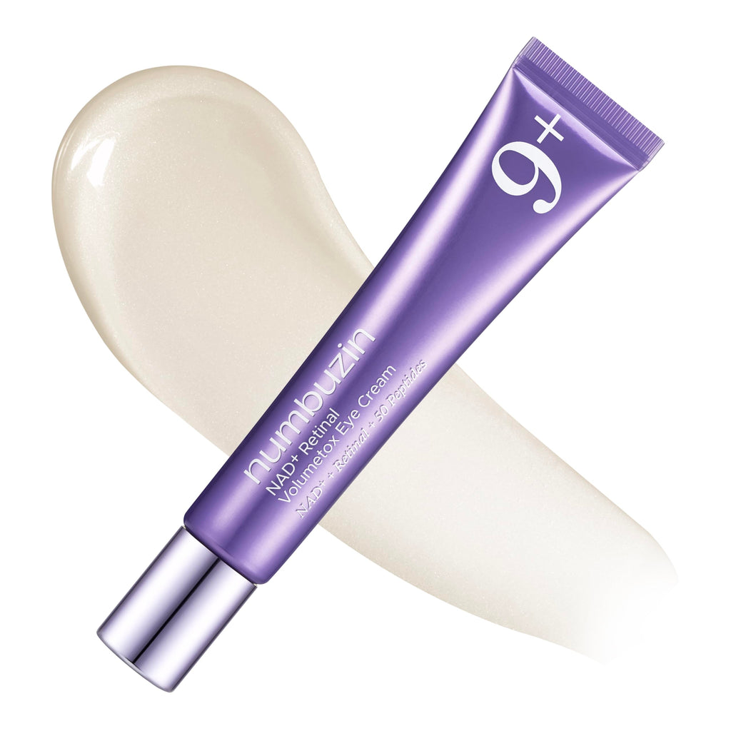 Numbuzin No.9 NAD+ Retinol Volumetox Eye Cream with applicator on a white background
