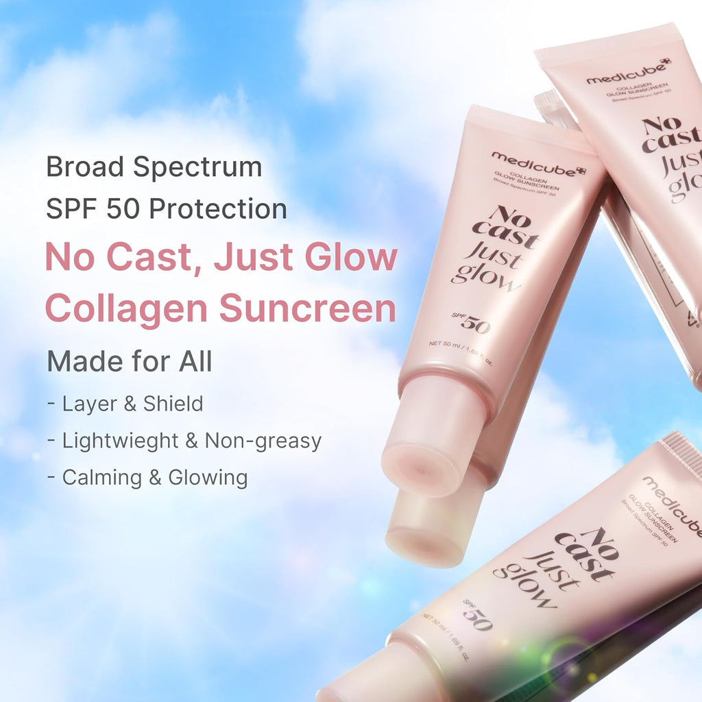 Medicube, No Cast Just Glow, Collagen Glow Sunscreen, SPF50+, 50ml