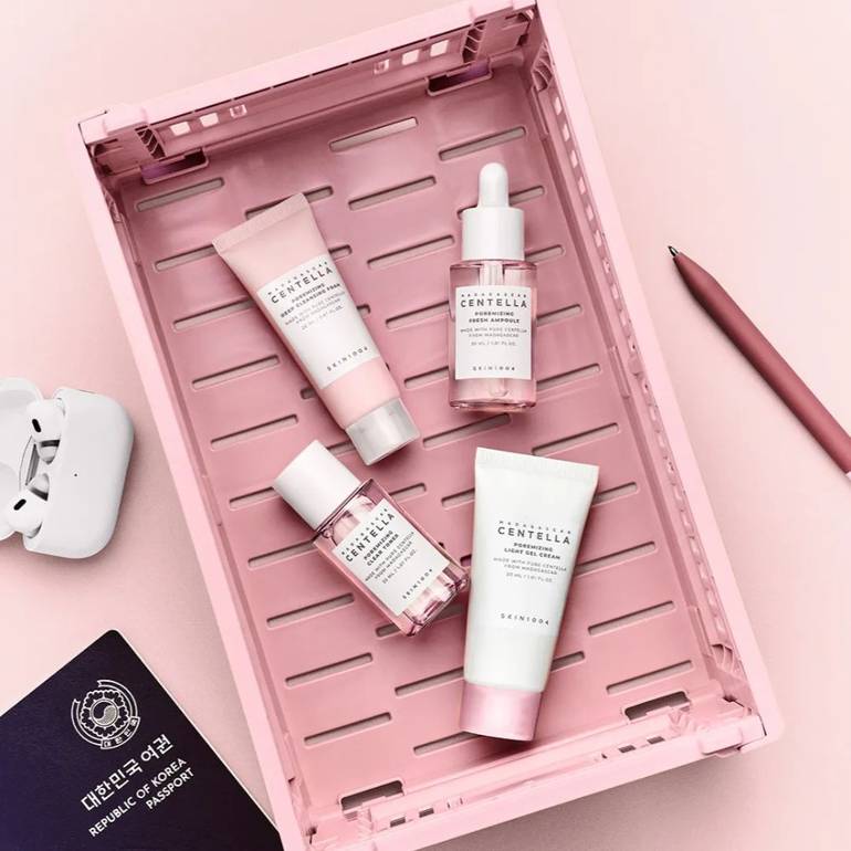 SKIN1004، مجموعة السفر مادغاسكار سنتيلا بورمايزينج، 4 قطع