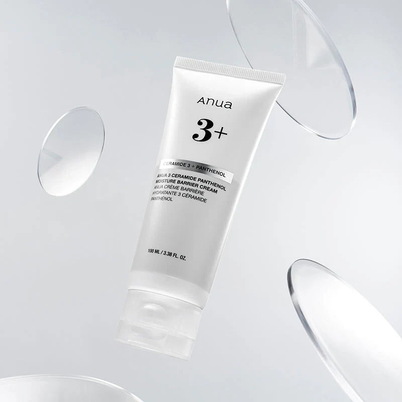 Tube of Anua 3 Ceramide Panthenol Moisture Barrier Cream 100ml on a light gray background
