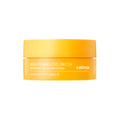 A bright yellow cosmetic jar of celimax Brightening Eye Patch on a solid white background.