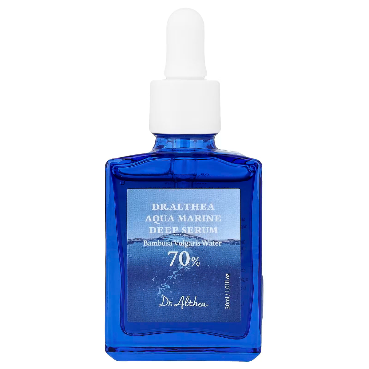 Dr. Althea Aqua Marine Deep Serum bottle with dropper labeled 'Dr. Althea Aqua Marine Deep Serum' on a white background