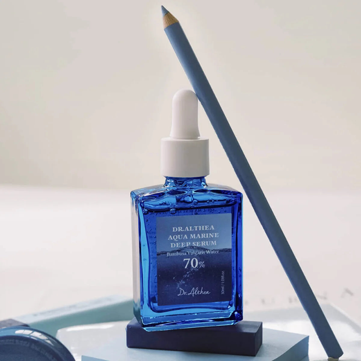 Dr. Althea Aqua Marine Deep serum bottle with dropper on a white surface