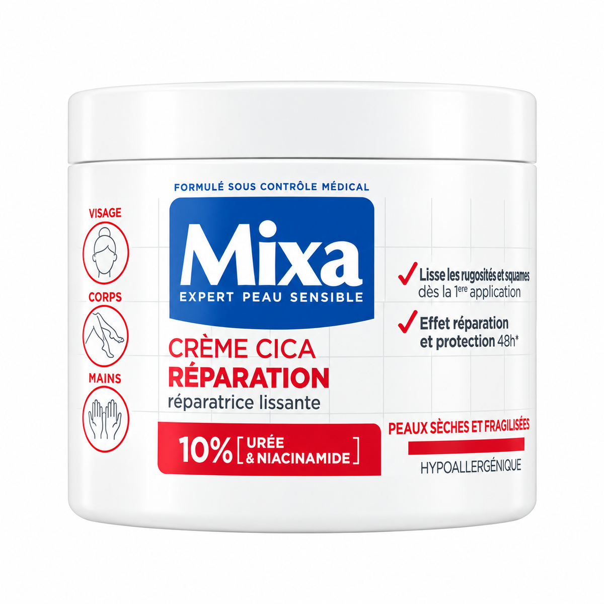 Mixa Cica Repair Cream on a white background
