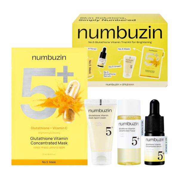 Numbuzin No.5+ Glutathione Vitamin Trial Kit for Brightening on a white background 