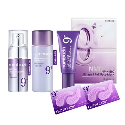 Numbuzin No.9 NAD+ Trial Kit for Anti-Aging & Firming with including products on a white background