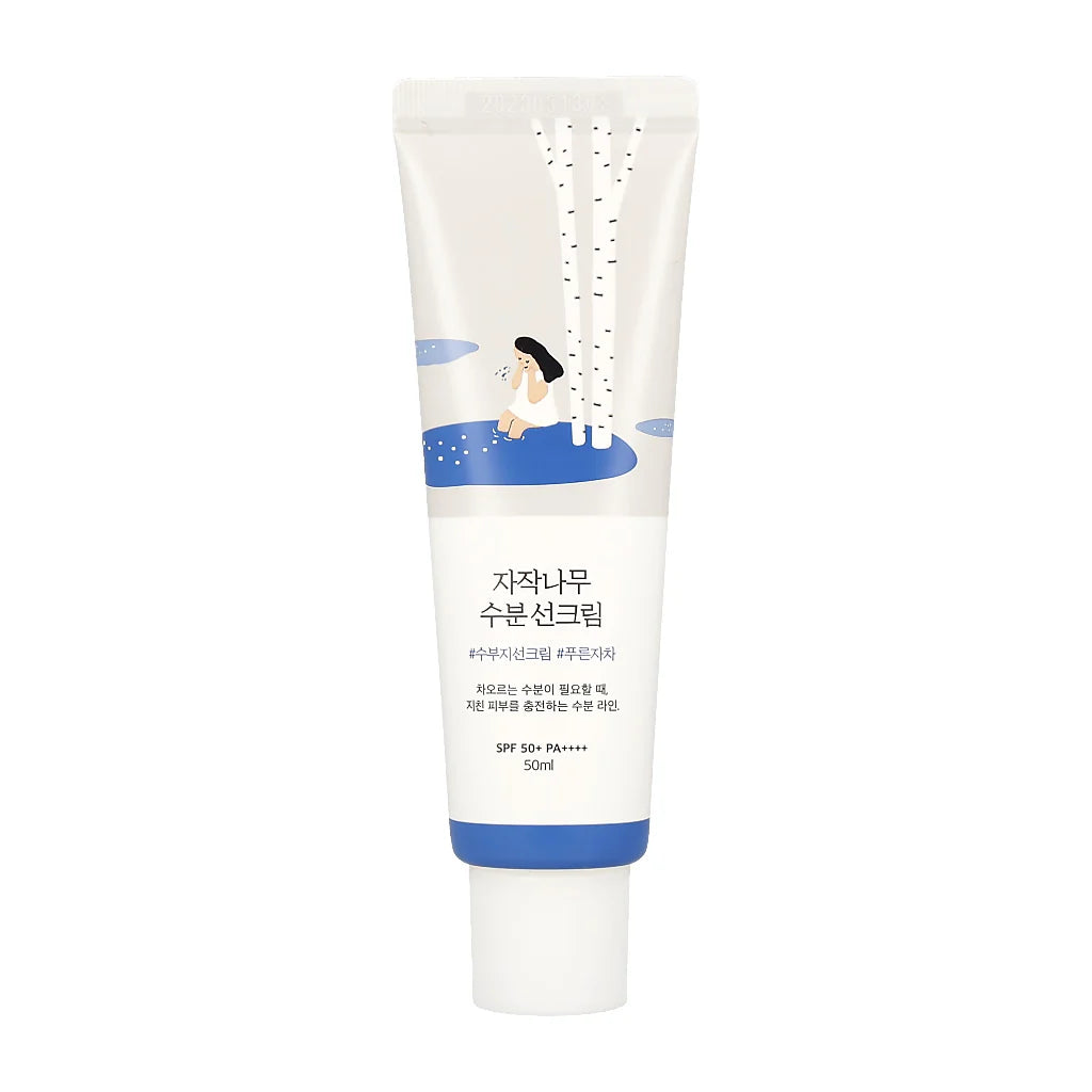 Tube of Round Lab Birch Juice Moisturizing Sunscreen on a white background