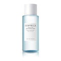 SKIN1004 Madagascar Centella Hyalu-Cica Brightening Toner featuring a light blue translucent body and a white cap, set against a plain white background with a soft reflection.