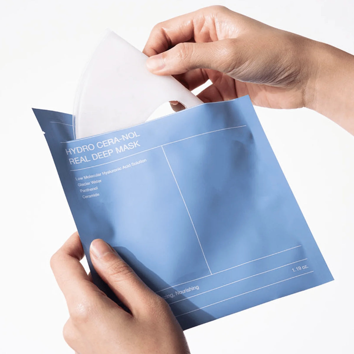 hand holding a Biodance Hydro Cera-nol Real Deep Mask 