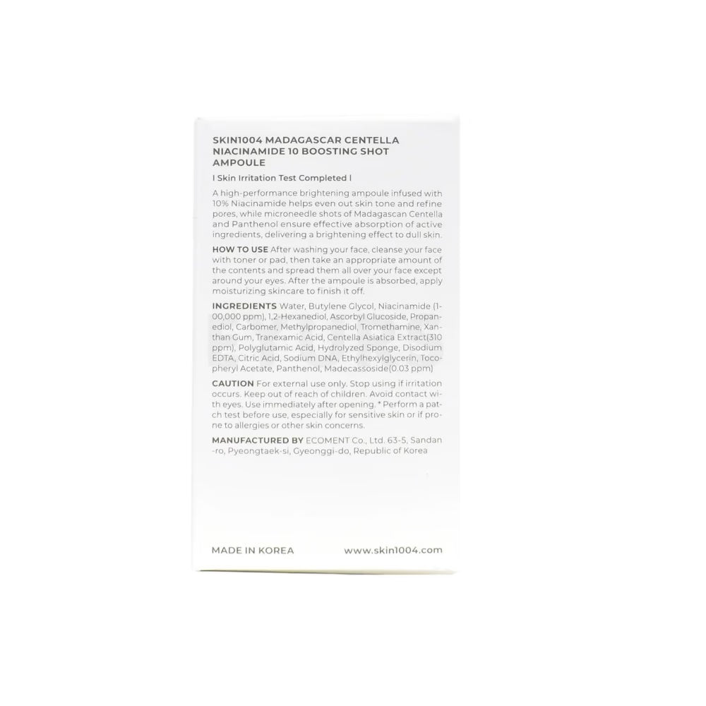 SKIN1004, Niacinamide 10 Boosting Shot Ampoule, 30ml