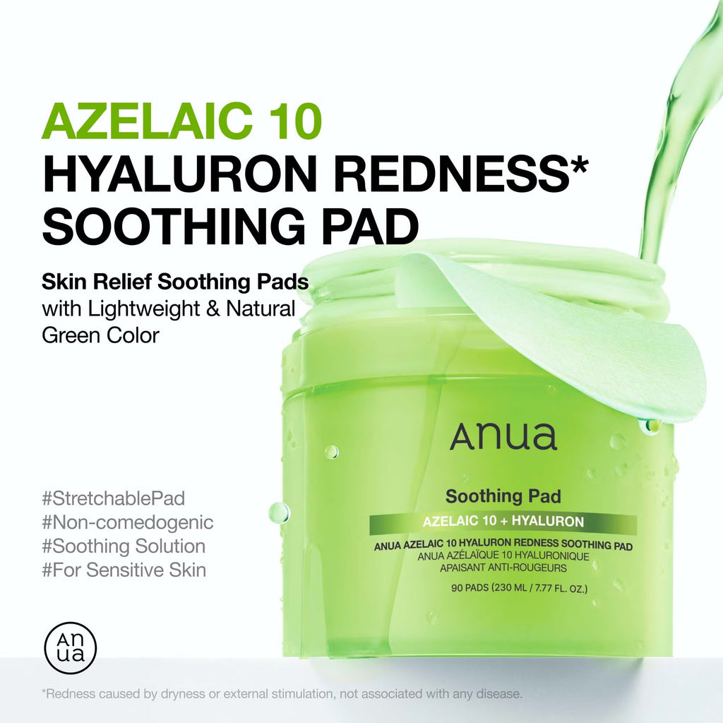 Anua, Azelaic 10 Hyaluron Redness Soothing Pad, 90 Pads