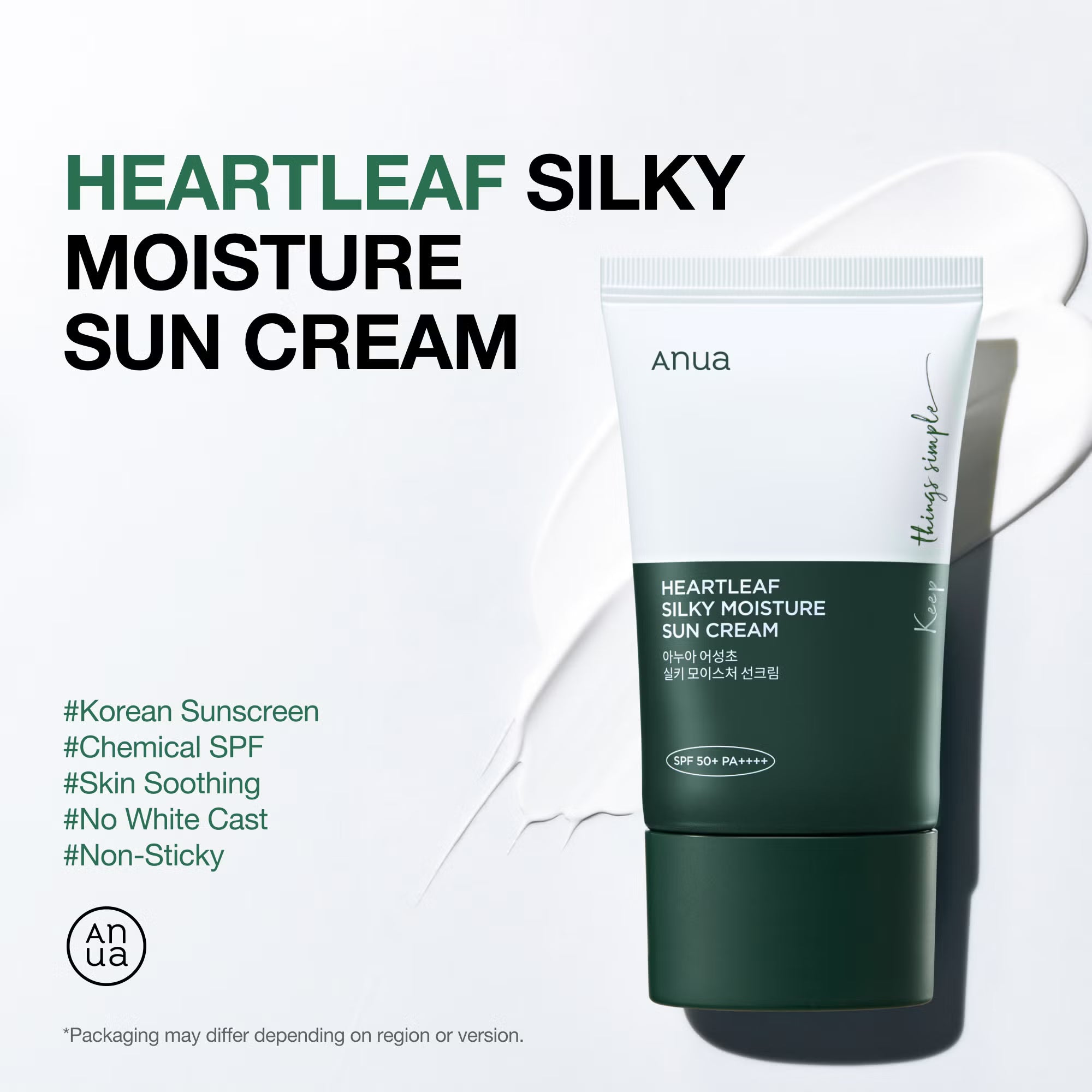 Anua، كريم واقي شمس حريري بالهارتليف، SPF 50+، PA++++، 1.69 أونصة سائلة (50 مل)