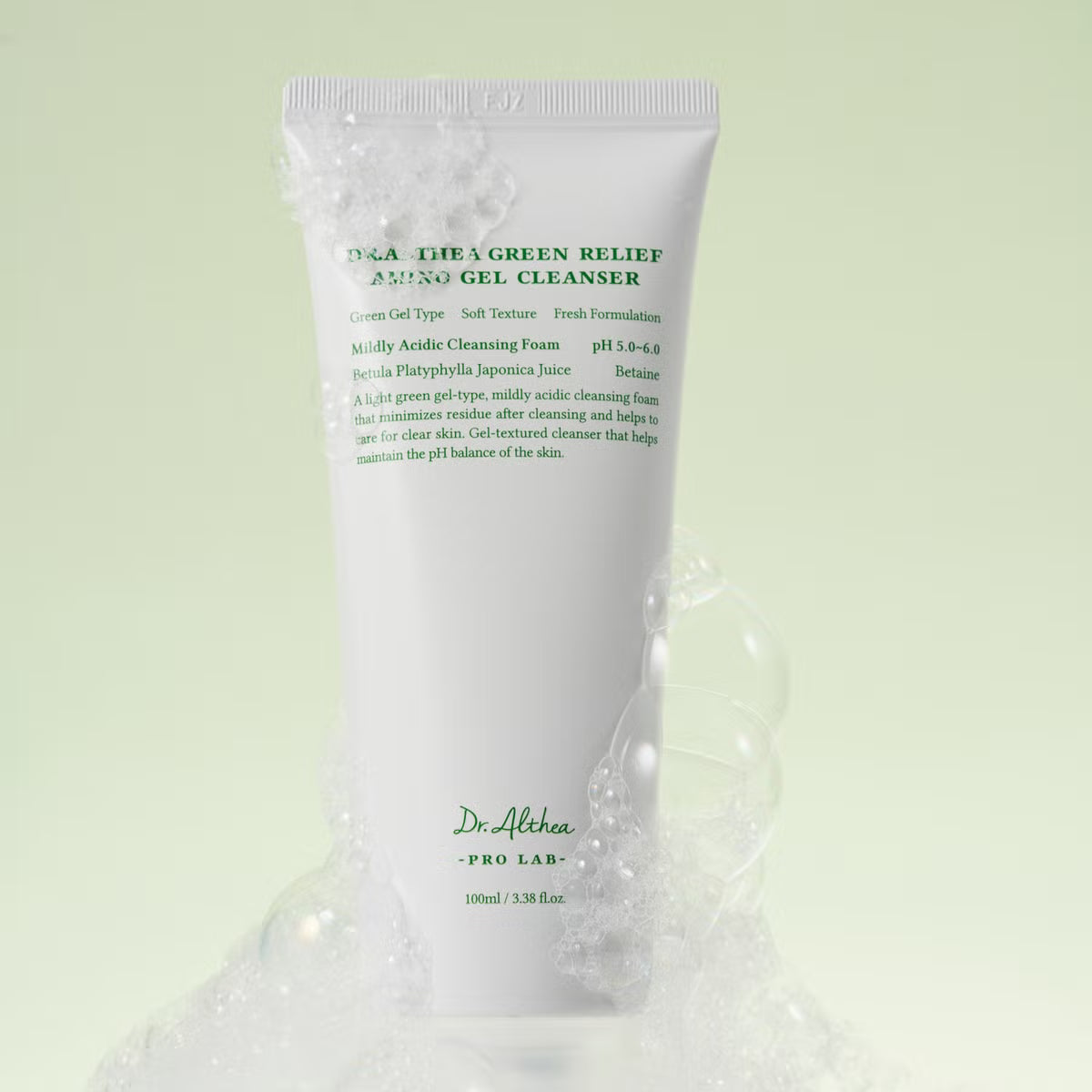 A 100ml squeeze tube of Dr. Althea Green Relief Amino Gel Cleanser 