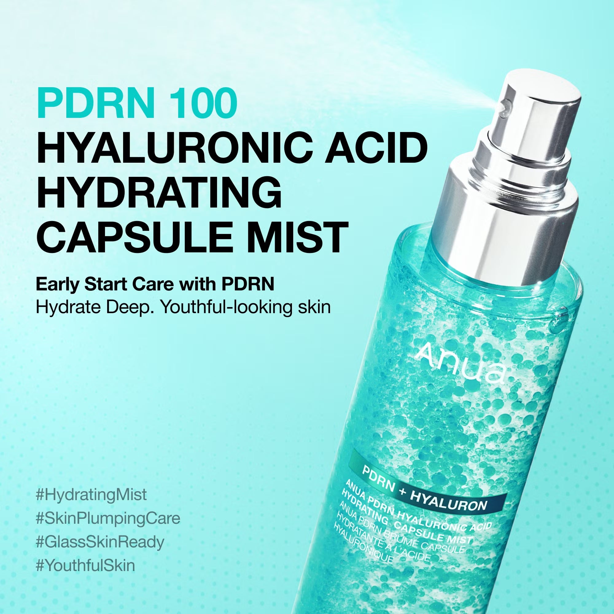 Anua, Dewy Glow, PDRN Hyaluronic Acid, Hydrating Capsule Mist, 100ml