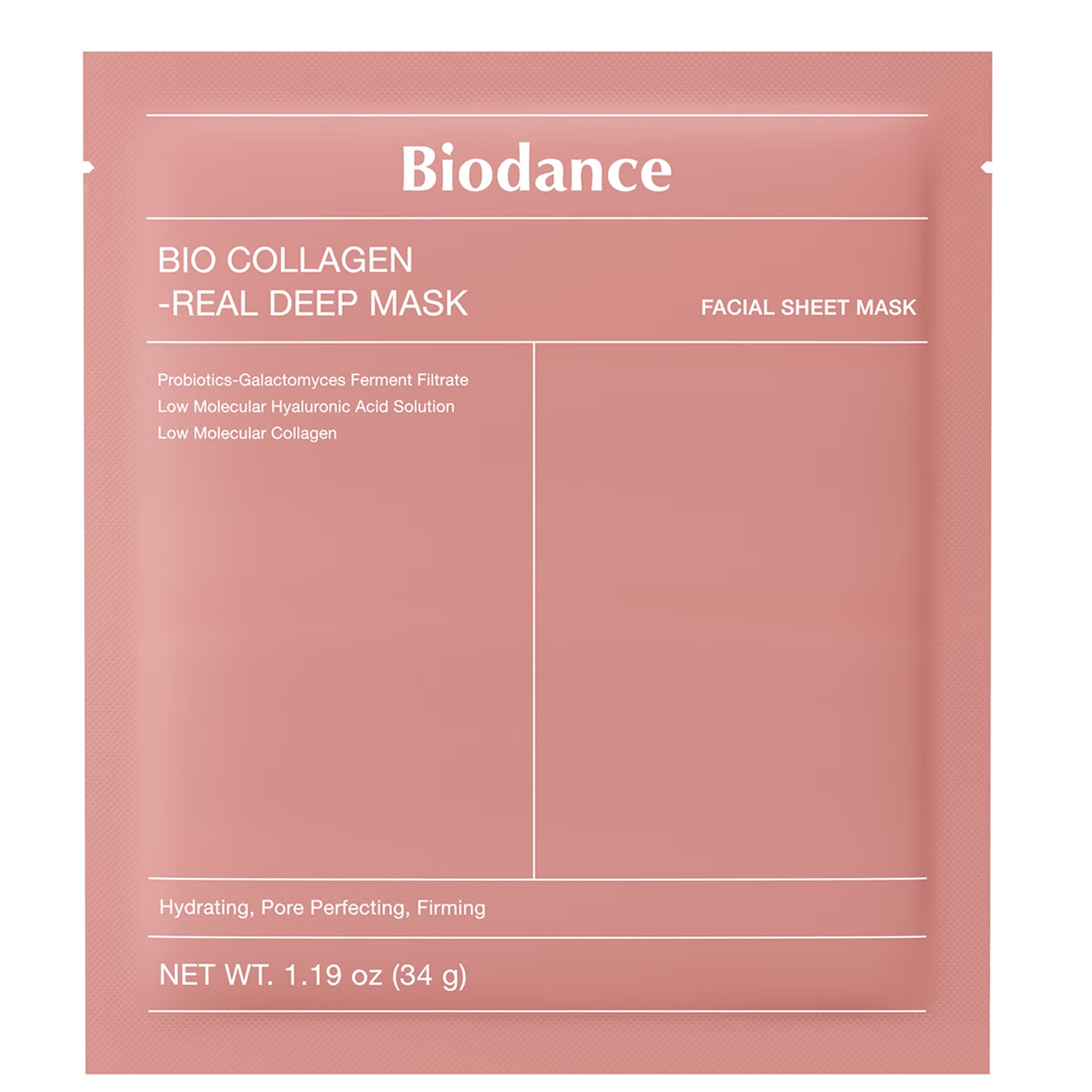 Biodance، ماسك الكولاجين الحيوي الجمالي العميق، 4 ورقات، 34 جرام لكل منها