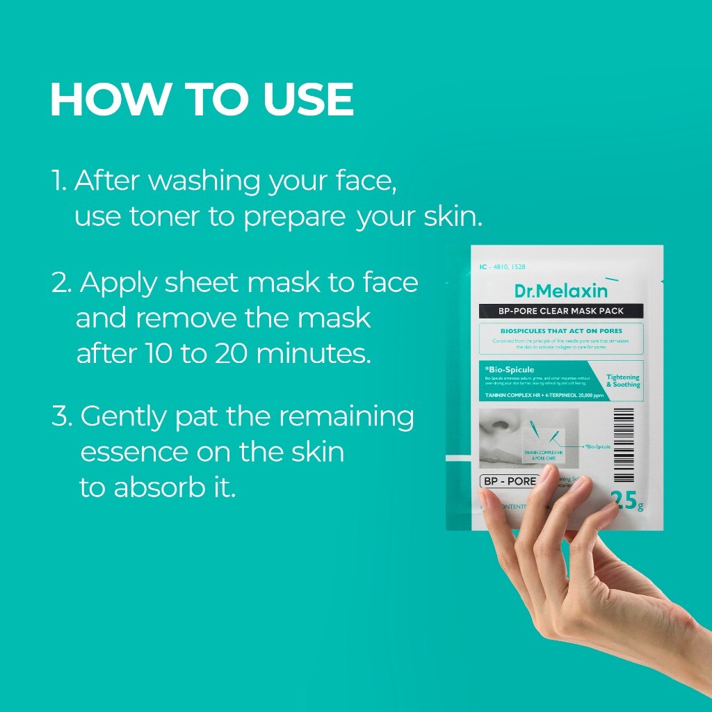 Dr.Melaxin, Pore Clear Beauty Mask Pack, 25g x 5ea