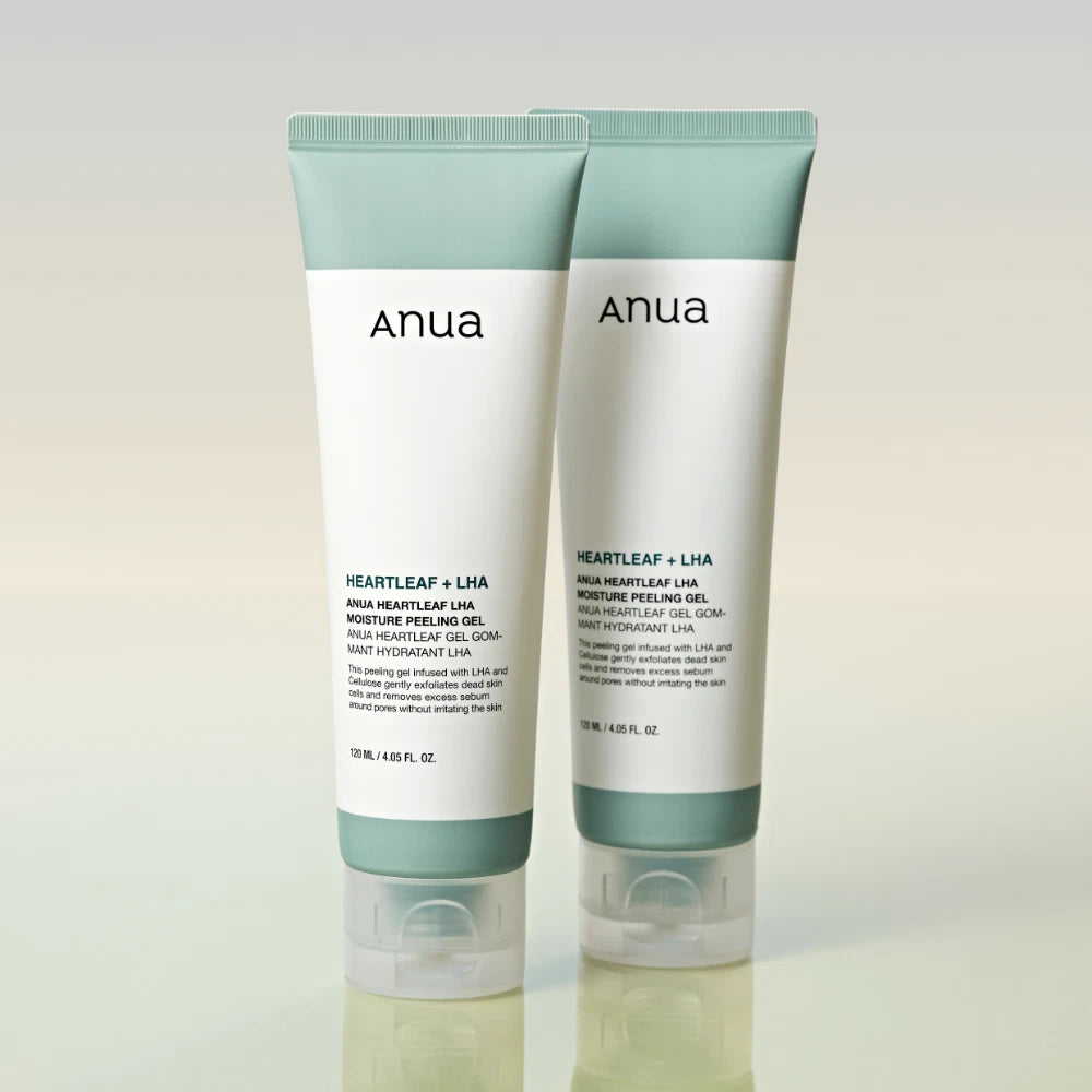 Two Anua Heartleaf LHA Moisture Peeling Gel on a light background