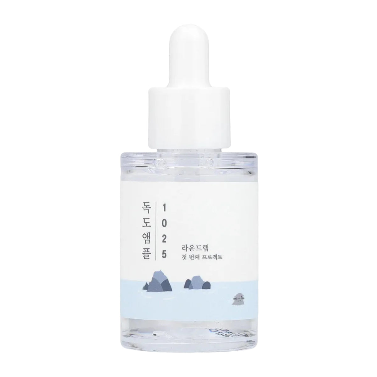 Round Lab 1025 Dokdo Ampoule featuring a light blue mountain graphic.