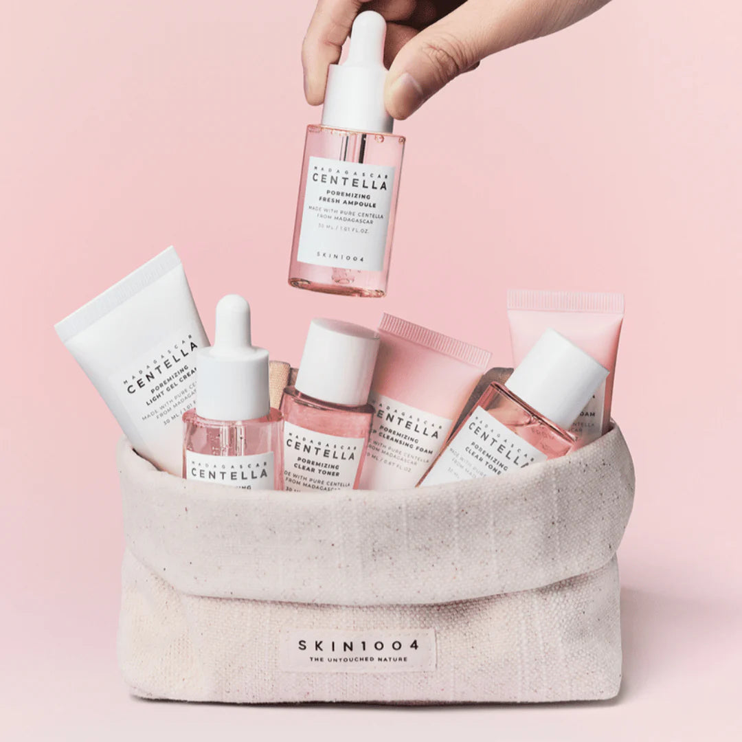 SKIN1004، مجموعة السفر مادغاسكار سنتيلا بورمايزينج، 4 قطع