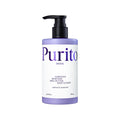 A bottle of Purito Luminous Moisture Shea Butter Body Lotion in Midnight Romance, featuring a lavender purple bottle, a white label with purple lettering, and a black pump dispenser, set against a plain white background.